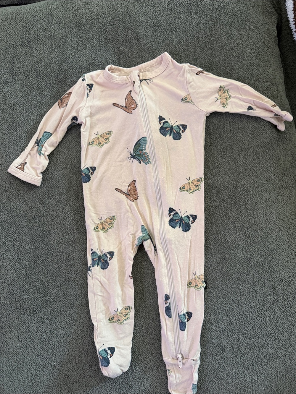 Kyte BABY Light Pink Butterfly Zip Footed One-Piece